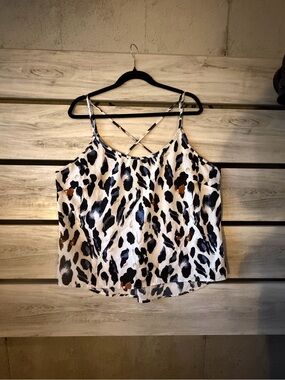 SHEIN Leopard Print Strappy Cami - White, Black, Brown